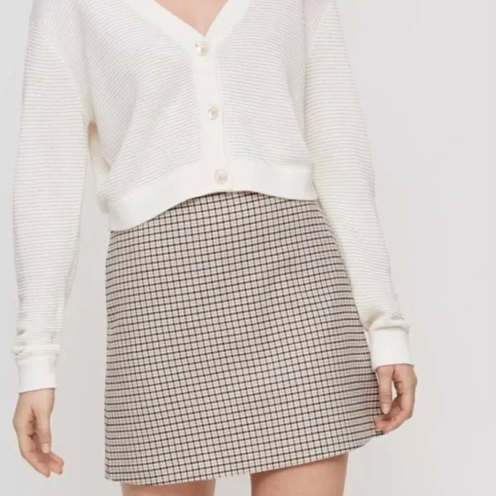 Wilfred Renee Skirt Women 8 Plaid Beige Mini Classiccore Academia Preppy - Picture 6 of 6